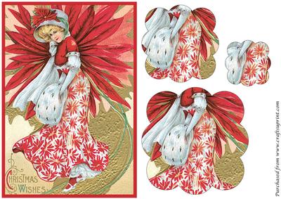 Christmas Lady Scalloped Pyramid