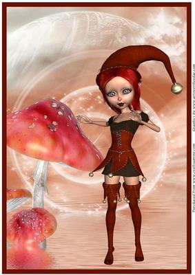 Cute Girl Elf and Mushroom A4