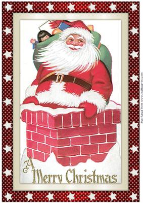 Vintage Santa in Chimney A4
