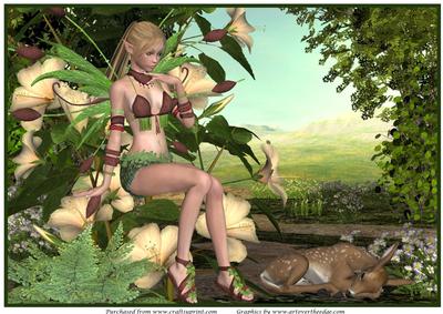 Fairy and Baby Deer A4