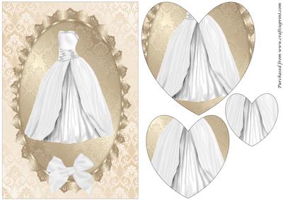 White Wedding Dress Heart Shaped Pyramid