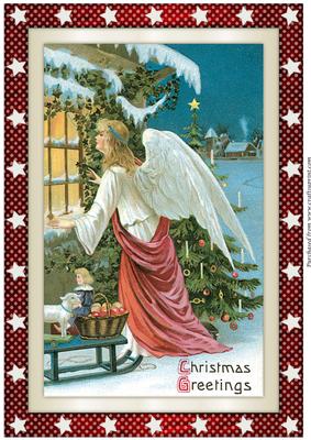 Vintage Christmas Angel at Window A4