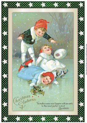 Vintage Christmas Children on Ice A4