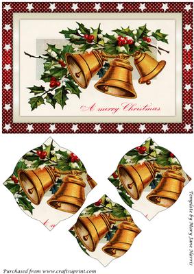 Vintage Christmas Gold Bells Splendid Pyramid