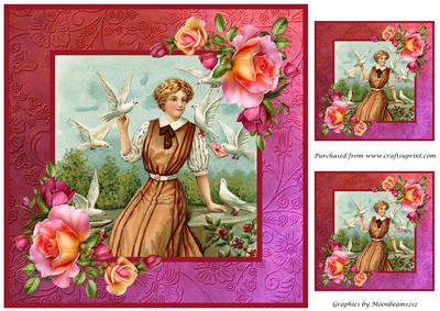 Vintage Lady with Birds Topper