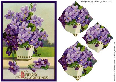 Vintage Purple Flowers Splendid Pyramid