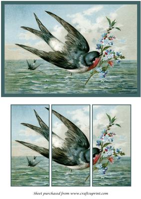 Vintage Bird with Flowers Panel Card
