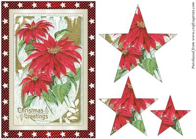 Vintage Christmas Poinsettias Star Pyramid