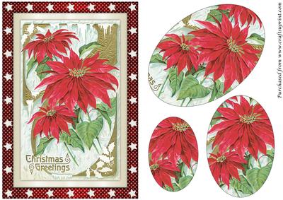 Vintage Christmas Poinsettias Oval Pyramid