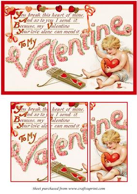 Vintage Valentine Cupid Panel Card
