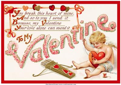 Vintage Valentine Cupid A4