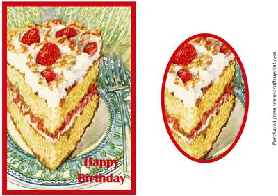 Vintage Strawberry Cake Quick Card Front