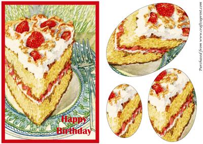 Vintage Strawberry Cake Oval Pyramid