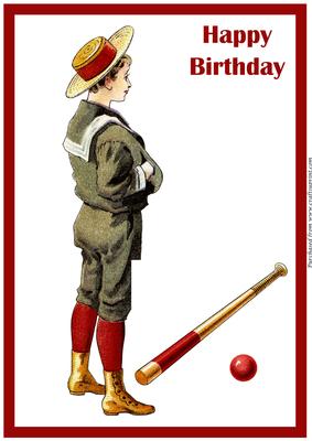 Vintage Baseball Boy A4
