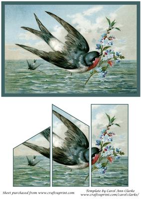 Vintage Bird with Flowers Quick Card