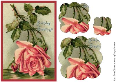 Vintage Pink Rose Scalloped Pyramid