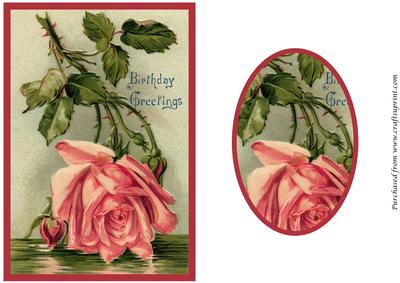 Vintage Pink Rose Quick Card Front