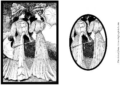 Vintage Ladies with Parasols Quick Card Front