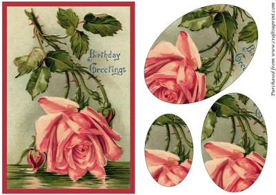 Vintage Pink Rose Oval Pyramid