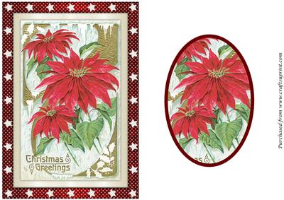 Vintage Christmas Poinsettias Quick Card Front