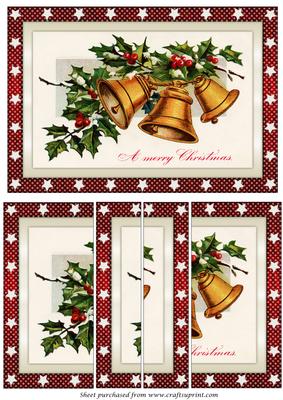 Vintage Christmas Gold Bells Side Stacker