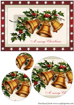 Vintage Christmas Gold Bells Circle Pyramid