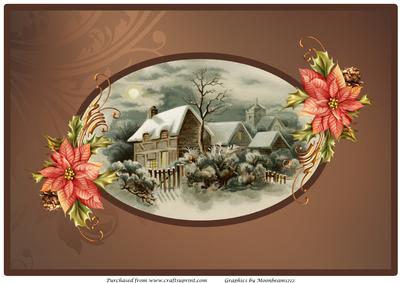 Victorian Christmas Scene Framed A4