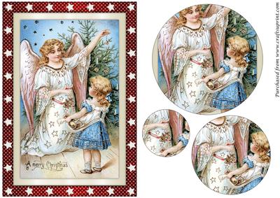 Vintage Girl and Christmas Angel Circle Pyramid