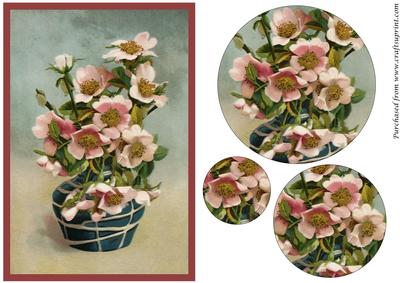 Vintage Vase with Pink Flowers Circle Pyramid