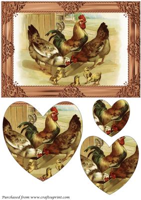 Farm Chickens Heart Shaped Pyramid