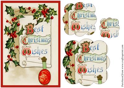 Best Christmas Wishes Vintage Scalloped Pyramid