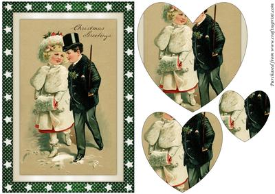 Vintage Christmas Children Heart Shaped Pyramid
