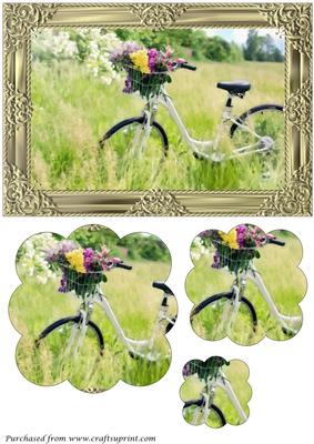 Bicycle with Flowers Scalloped Pyramid