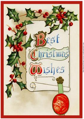 Best Christmas Wishes Vintage A4