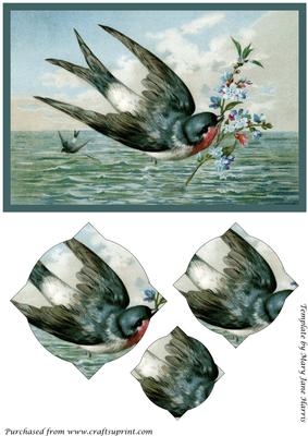 Vintage Bird with Flowers Splendid Pyramid