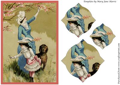 Vintage Lady Picking Flowers Splendid Pyramid
