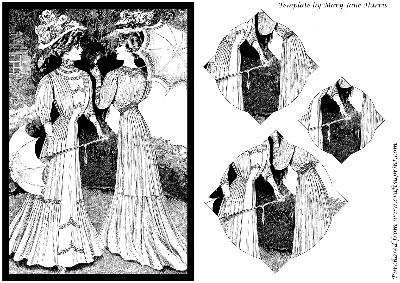 Vintage Ladies with Parasols Splendid Pyramid