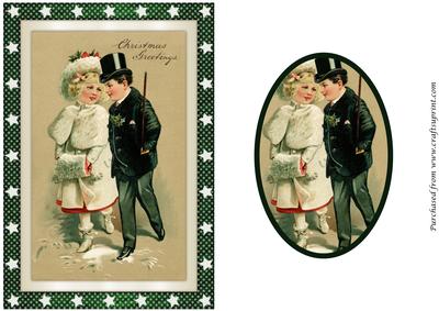 Vintage Christmas Children Quick Card Front