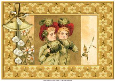 Vintage Christmas Girls A4