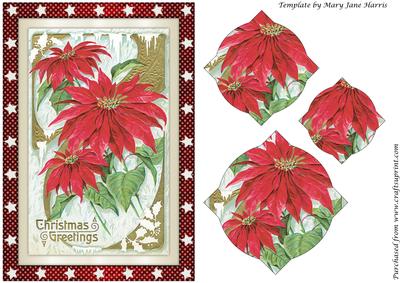 Vintage Christmas Poinsettias Splendid Pyramid