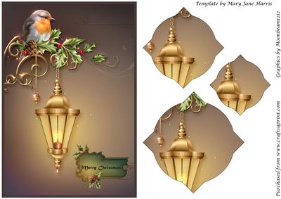 Christmas Robin on Street Lamp Splendid Pyramid