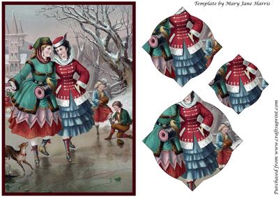 Vintage Ladies Skating Splendid Pyramid