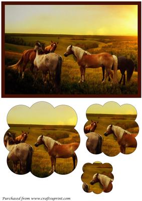 Horses at Sunset Scalloped Pyramid