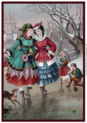 Vintage Ladies Skating A4