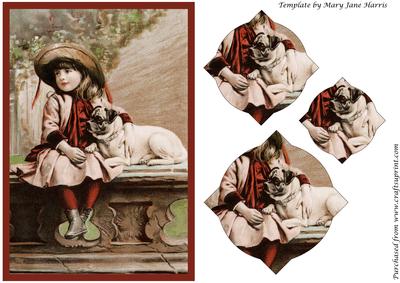 Vintage Girl with Dog Splendid Pyramid