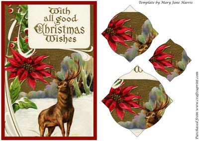 Vintage Christmas Deer Splendid Pyramid