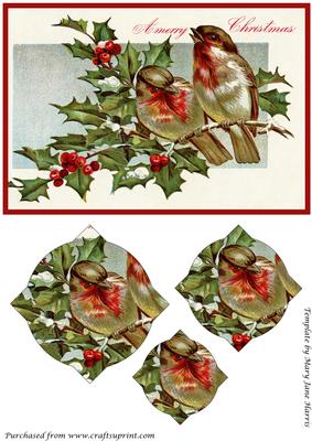 Vintage Christmas Birds Splendid Pyramid