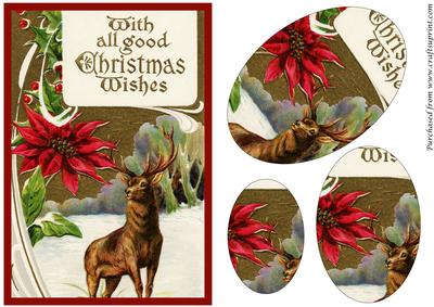 Vintage Christmas Deer Oval Pyramid
