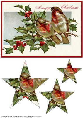 Vintage Christmas Birds Star Pyramid