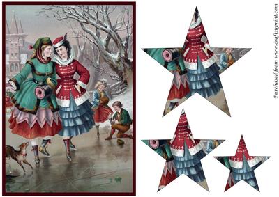 Vintage Ladies Skating Star Pyramage